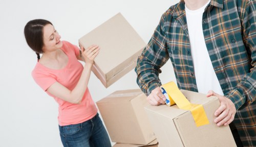 Professional movers handling boxes and furniture in Grovepark