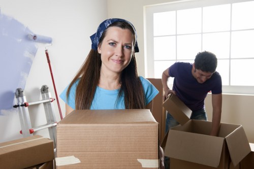 Packing supplies and labeled boxes for a Grovepark move