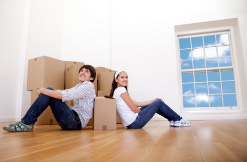 Decluttering and sorting office equipment before moving day